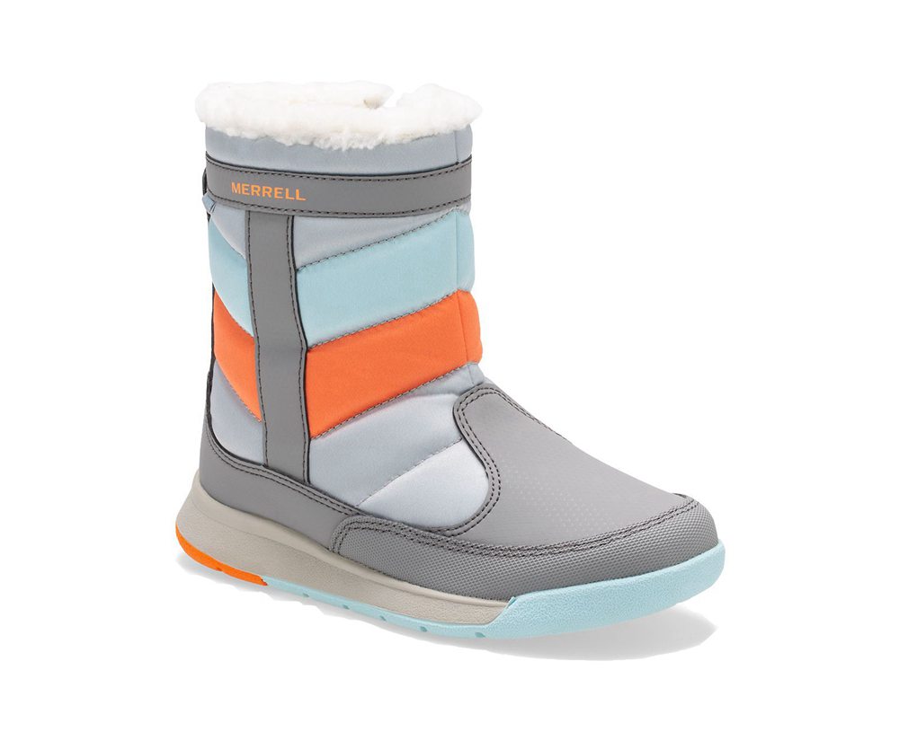 Merrell Støvler Børn - Alpine Puffer Waterproof - Grå/Sølv/Turkis - NMC470321